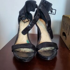 Calvin Klein Vivian Geo Snakeskin Platform Heeled Sandal, 10